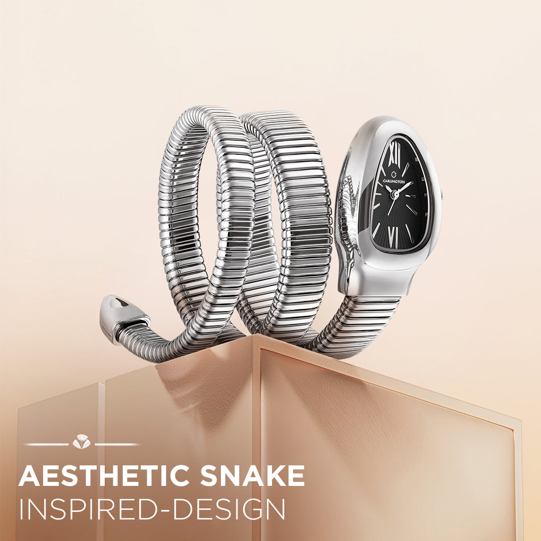 Carlington Elegant Snake Band Analog Women's Watch – Premium Stainless Steel Strap, Oval Designer Dial, Water-Resistant Ladies Watch for Party & Casual Wear Premium Gift Watch for Women