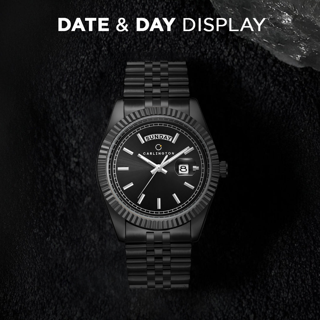 Carlington Analog Gents Watches with Stainless Steel Chain Strap | Day and Date Display | Premium Gift Watches for Men – Stylish Casual & Formal Wrist Watch - CT 8888