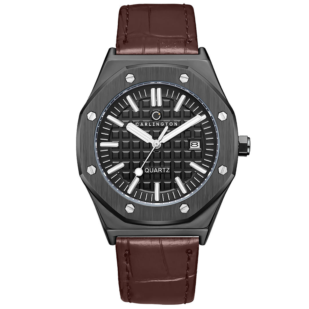 Carlington Meridian Series Analog Men Wrist Watches with Premium Leather Belt Strap | Premium Fashion Watches for Gents | CT - 4040