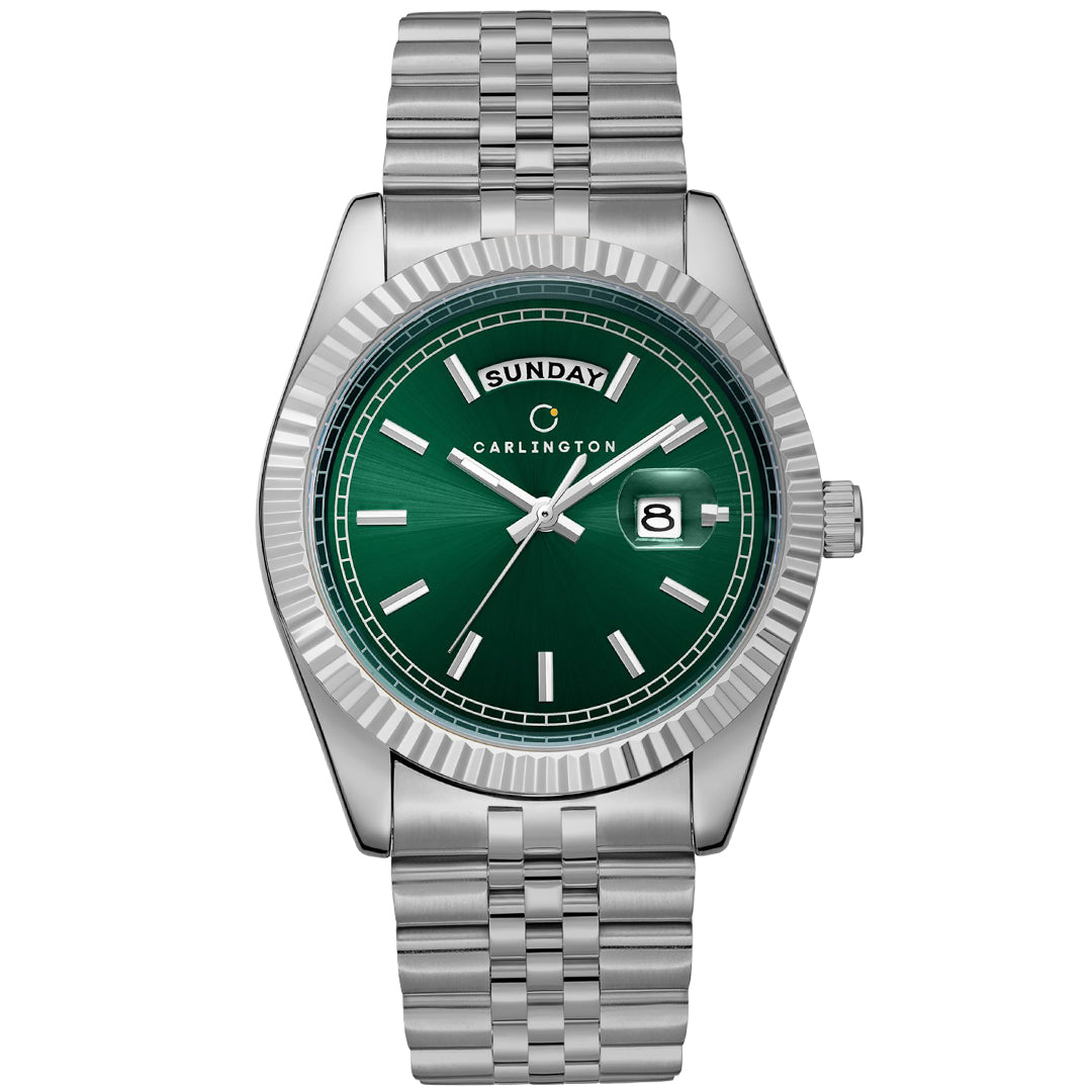 Carlington Analog Gents Watches with Stainless Steel Chain Strap | Day and Date Display | Premium Gift Watches for Men – Stylish Casual & Formal Wrist Watch - CT 8888