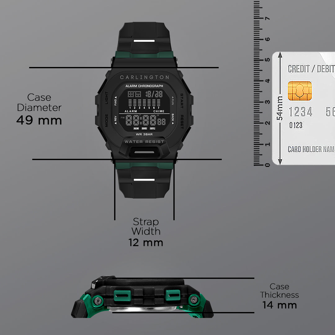 Carlington Digital Sports Watch, Dual Time, Alarm, Calendar, Stopwatch, Water-Resistant, Shock-Resistant, Back Light Display. The Perfect Watch for Men - CT 2106