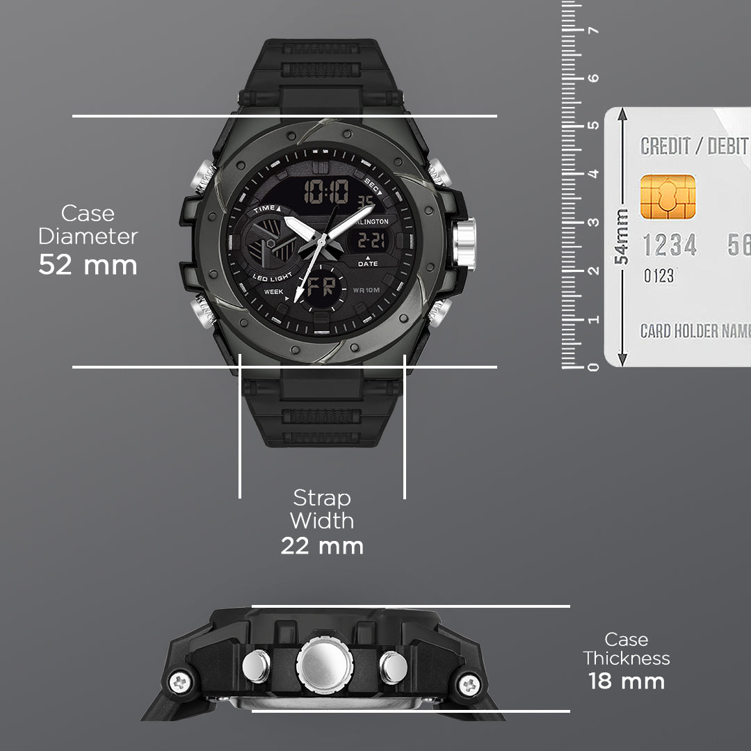 Carlington Endurance Analog-Digital Sports Watch for Men and Boys - CT 9140 Black