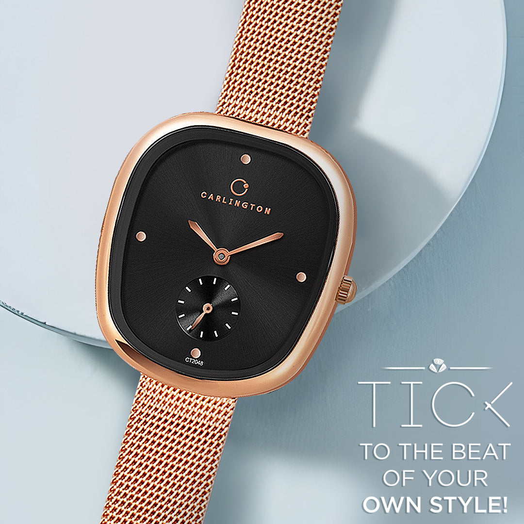 Carlington Iconic 2048 Analog Watches for Women with Premium mesh Strap, Scratch-Resistant Dial, and Water-Resistant Body – Elegant Watches for Women and Girls