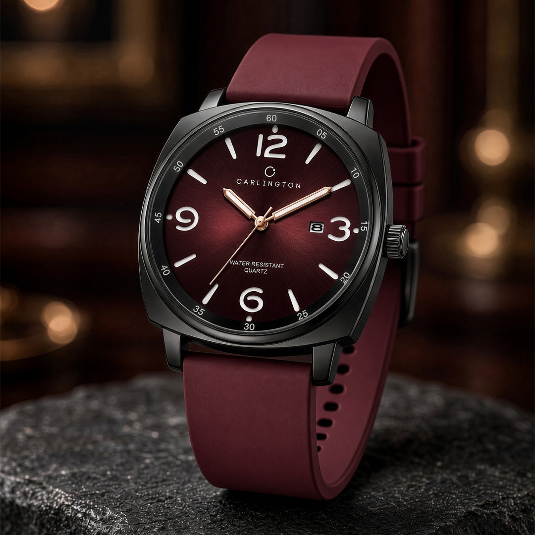 Carlington ASTRO 054 Berry Red – Premium Men's Chronograph-Style Analog Quartz Watch