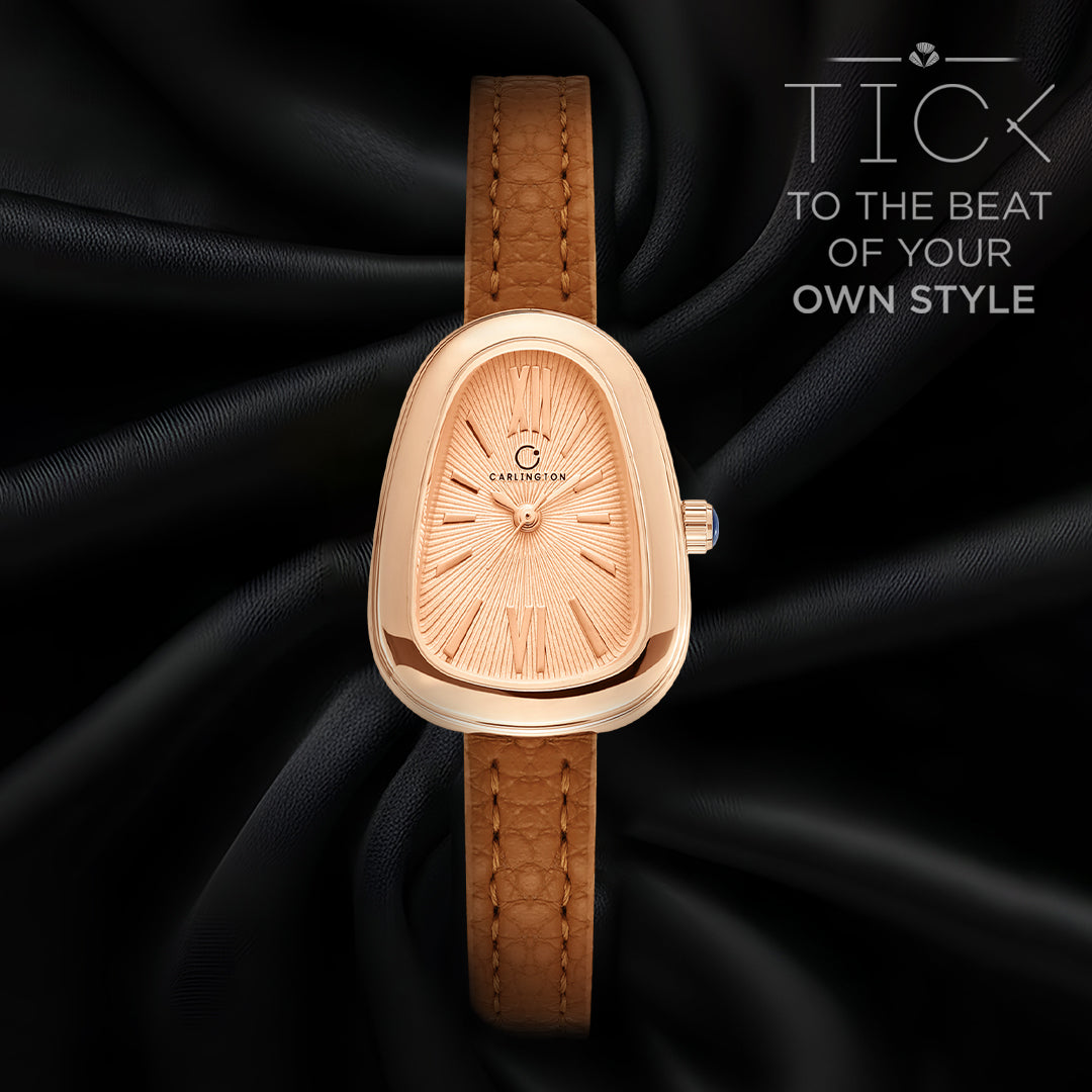 Carlington Aura Series Analog Women Wrist Watches with Premium Leather Belt Strap | Premium Fashion Watches for Ladies | CT - 202