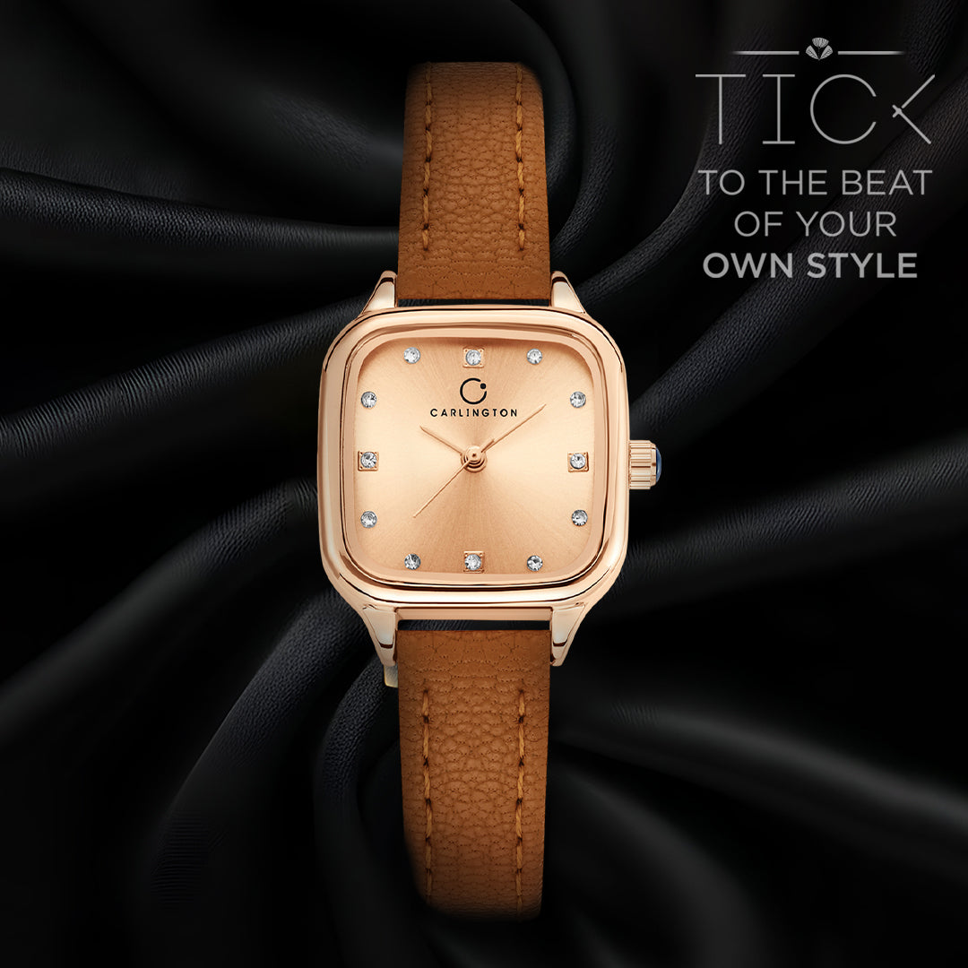 Carlington Aura Series Analog Women Wrist Watches with Premium Leather Belt Strap | Premium Fashion Watches for Ladies | CT - 201