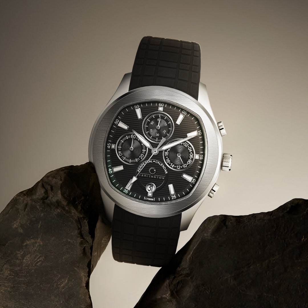 Carlington Legacy Series Analog Wrist Watches with Chronograph Silicone  Rubber Strap for Men CT 9999