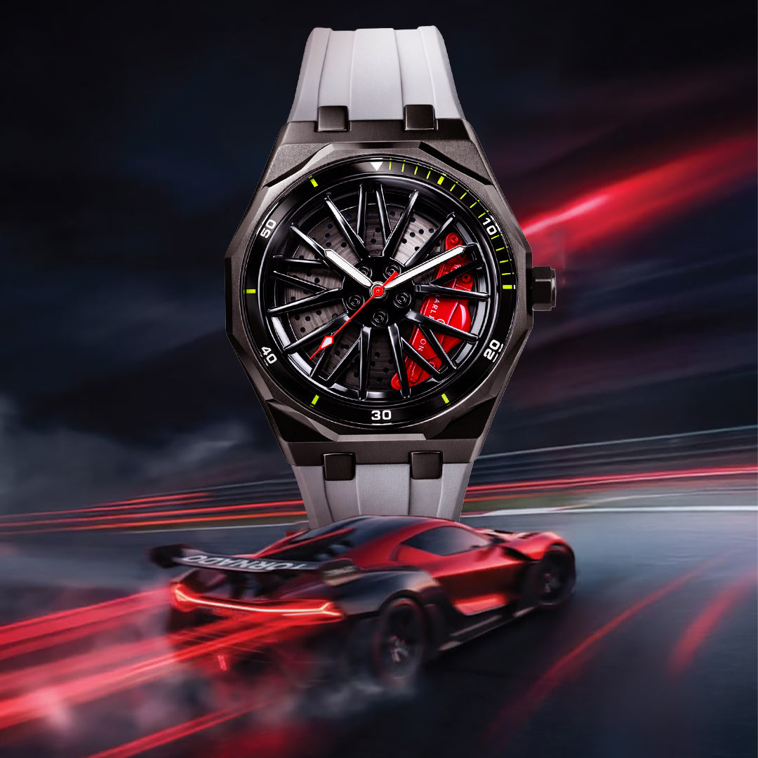 Carlington Nitro Series Analog Watches for Men | Unique Wheel Dial Design | Premium Silicone Strap | Stylish Sports Look | Quartz Movement Wrist Watches for Boys & Men_CT-7277 Grey