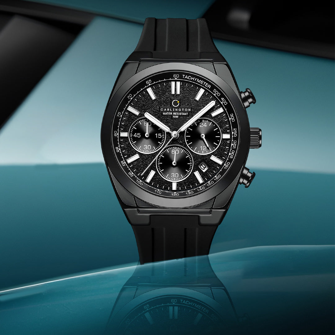 Carlington Nitro Analog Chronograph Men’s Polyurethane Strap Wrist Watch | Quartz Movement | Water & Shock Resistant Watch for Men | Casual & Formal Wear - CT_8080
