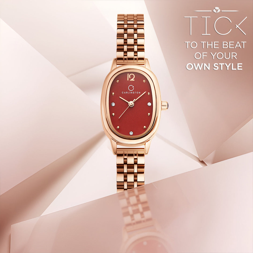 Carlington Diva Series Analog Women Wrist Watches with Stainless Steel Chain Strap | Premium Fashion Watches for Ladies | CT - 105