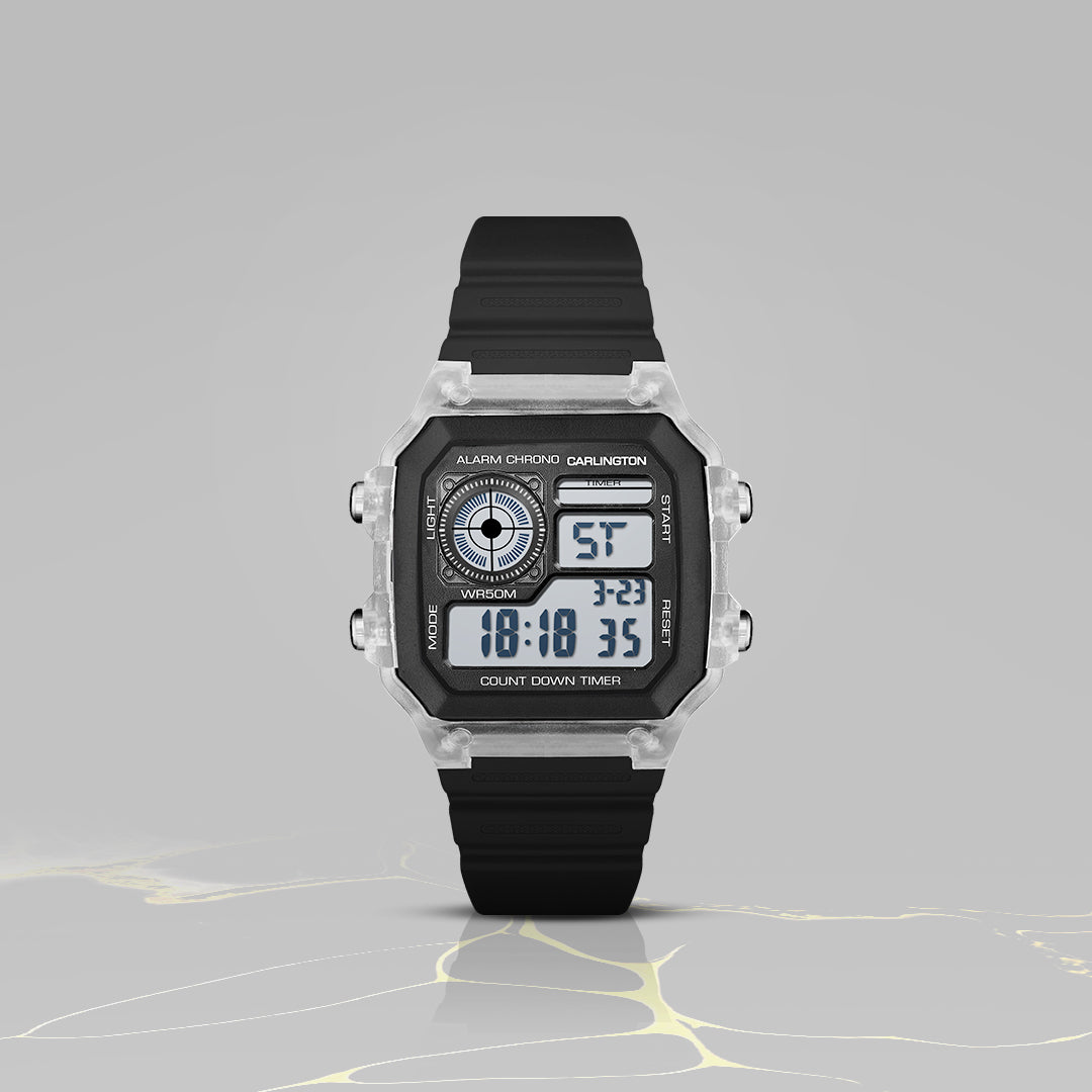 Carlington Endurance Series Digital Sports Watches For Men & Women - CT_9079 White- Black
