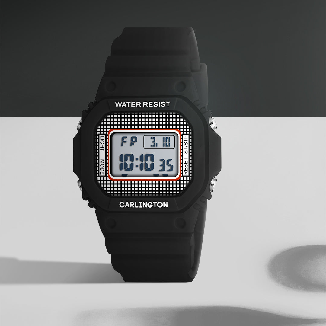 Carlington Kids Digital Watch for Boys and Girls Age 2 to 12 Years White Green Black Yellow Colour Band with Alarm and Date Display - CT_718