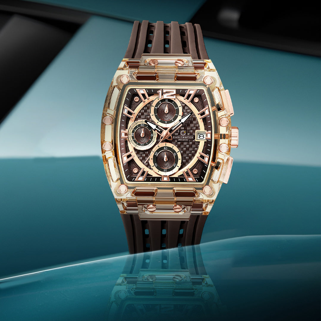 Carlington Nitro Analog Chronograph Men’s Polyurethane Strap Wrist Watch | Quartz Movement | Water & Shock Resistant Watch for Men | Casual & Formal Wear - CT_7105