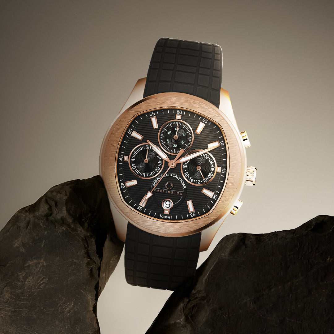 Carlington Legacy Series Analog Wrist Watches with Chronograph & Silicone Strap for Men - CT 9999