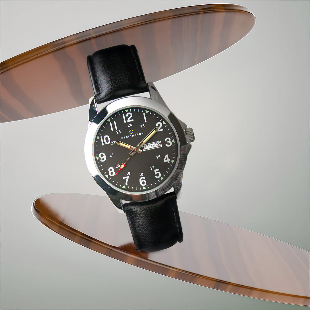 Carlington Aristocrat Series Analog Day & Date Watches for Men with Premium Leather Strap - CT 1073