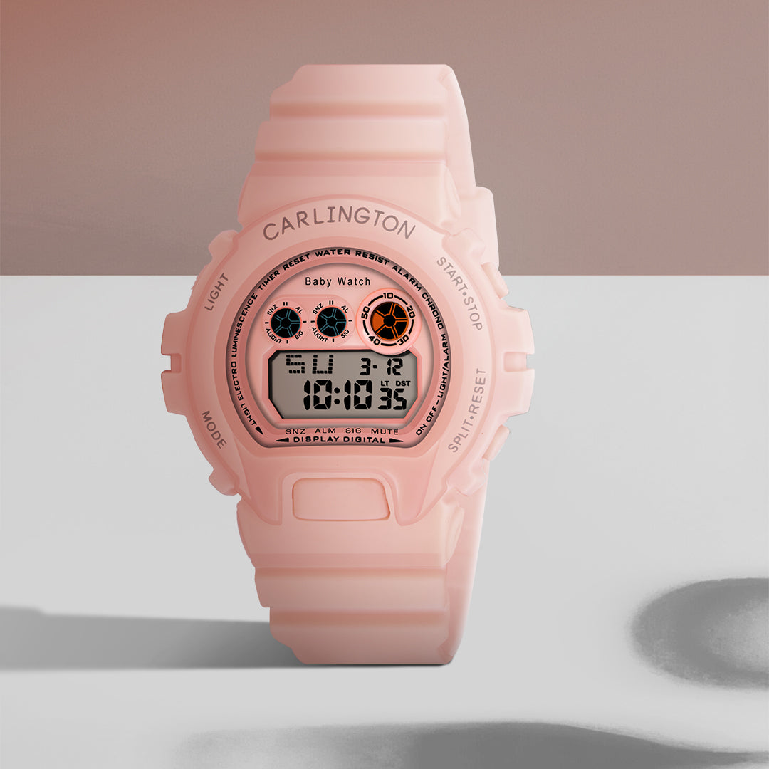 Carlington Kids Digital Watch for Boys and Girls Age to 14 Years Pink  Green Black Colour Band with Alarm and Date Display CT_717
