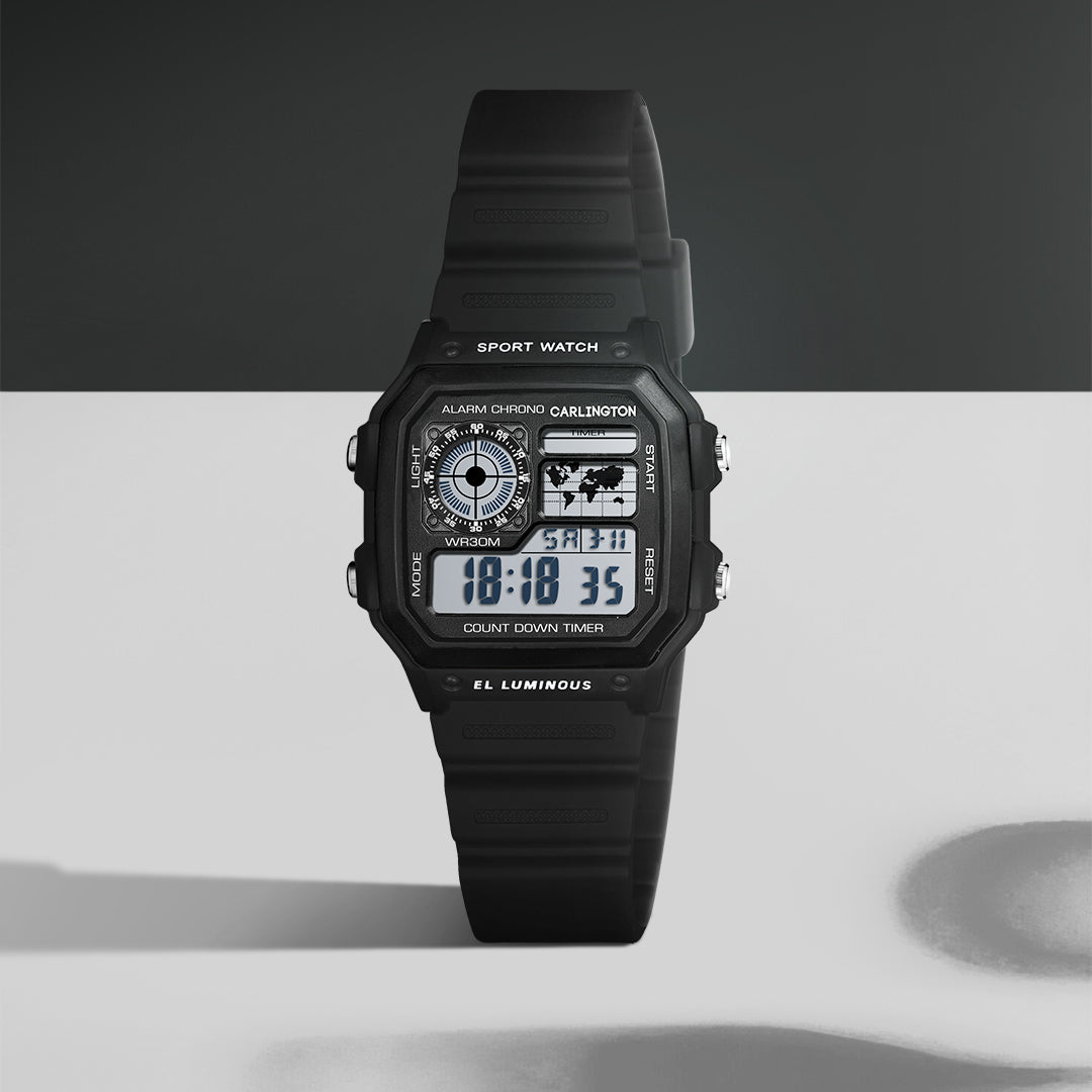 Carlington Kids Digital Watch for Boys and Girls Age 2 to 12 Years Pink Green Black Colour Band with Alarm and Date Display - CT_321