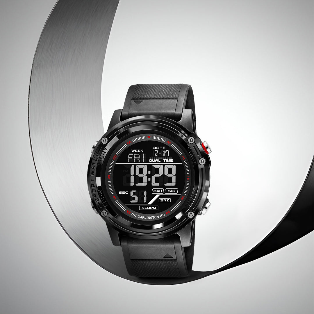 Carlington Velocity Series Analog-Digital Sports Watches for Men and Boys with Alarm, Stopwatch, Backlit Display, Dualtime, Silicone Rubber Strap, Water & Shock Resiatant - CT_8125