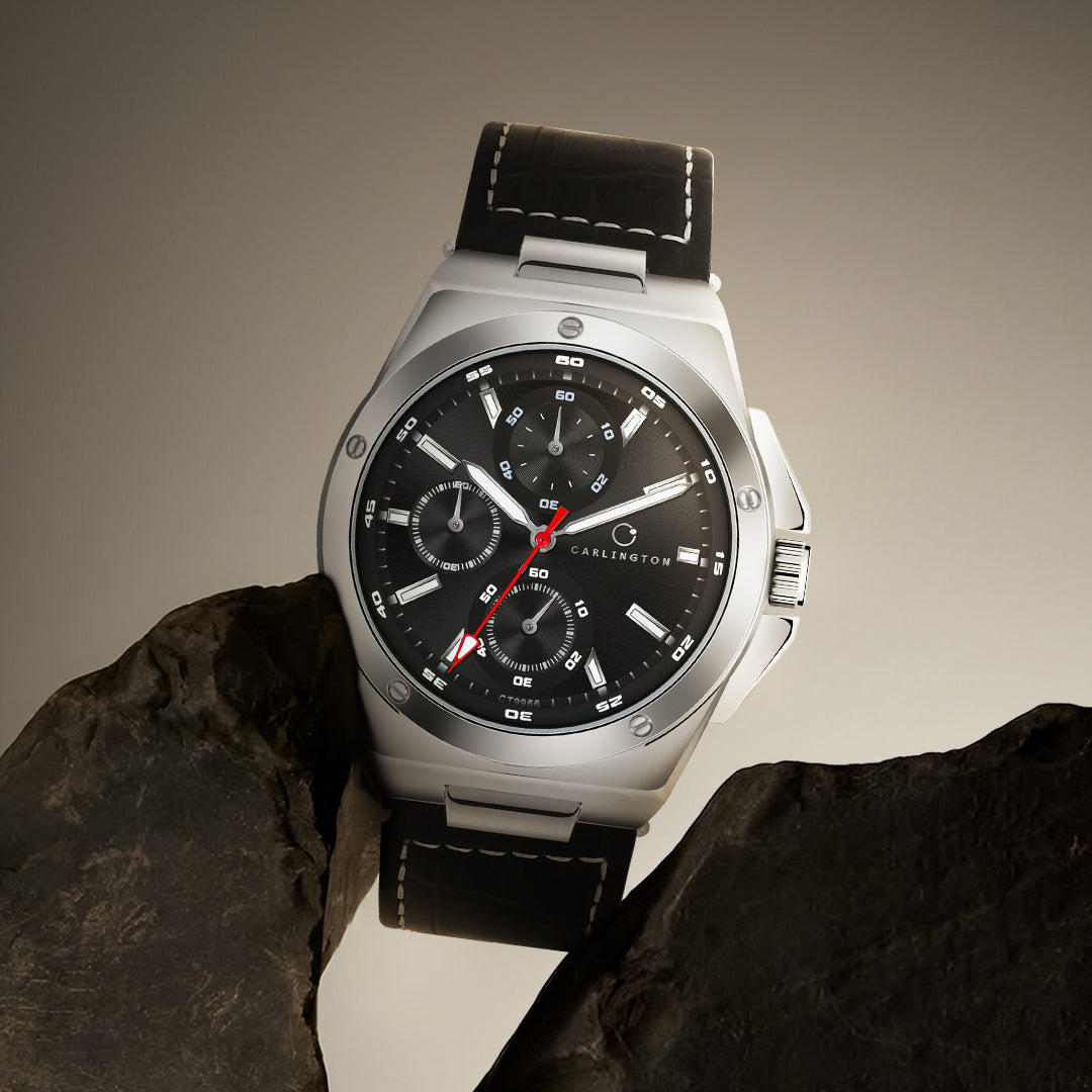 Carlington Legacy Series Analog Wrist Watches with Chronograph & Premium Leather Strap for Men - CT 9966
