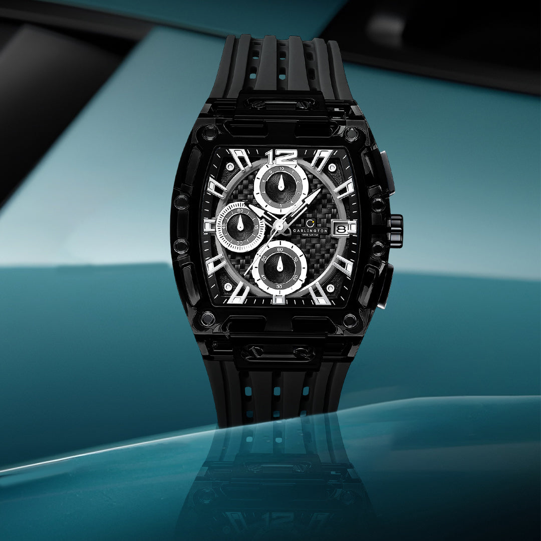 Carlington Nitro Analog Chronograph Men’s Polyurethane Strap Wrist Watch | Quartz Movement | Water & Shock Resistant Watch for Men | Casual & Formal Wear - CT_7105