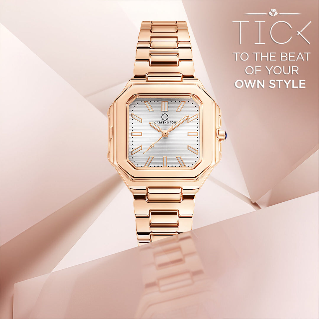 Carlington Diva Series Analog Women Wrist Watches with Stainless Steel Chain Strap | Premium Fashion Watches for Ladies | CT - 103