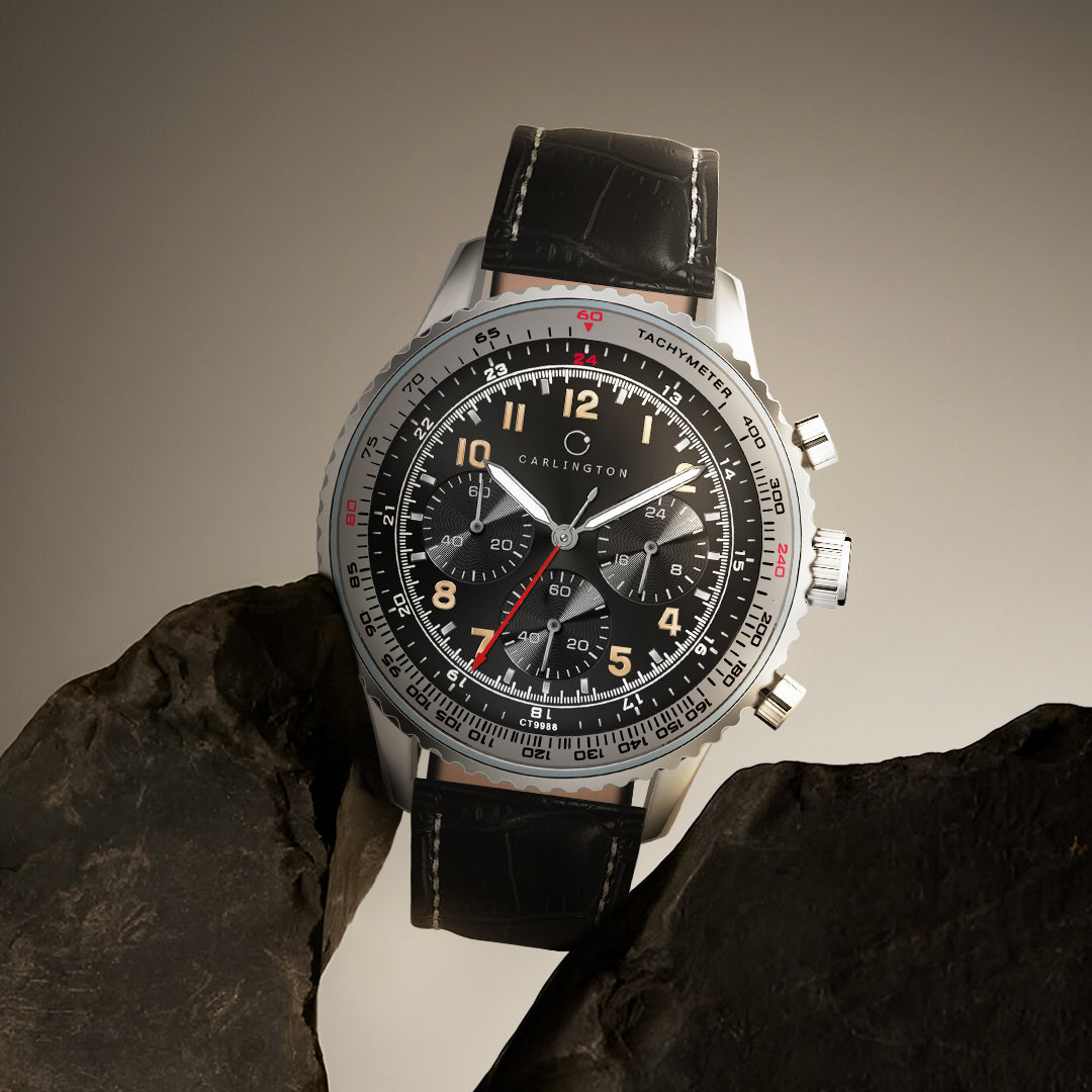 Carlington Legacy Series Analog Wrist Watches with Chronograph & Premium Leather Strap for Men - CT 9988