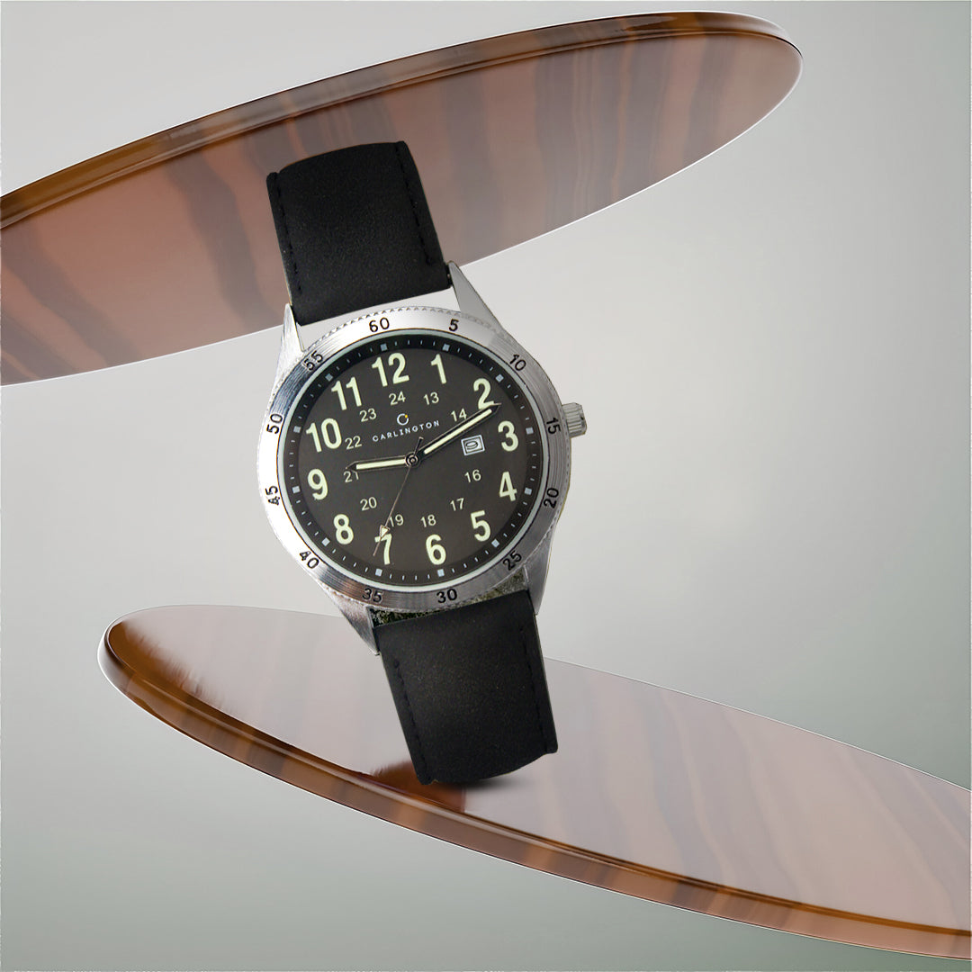 Carlington Aristocrat Series Analog Date Watches for Men with Premium Leather Strap - CT 1076