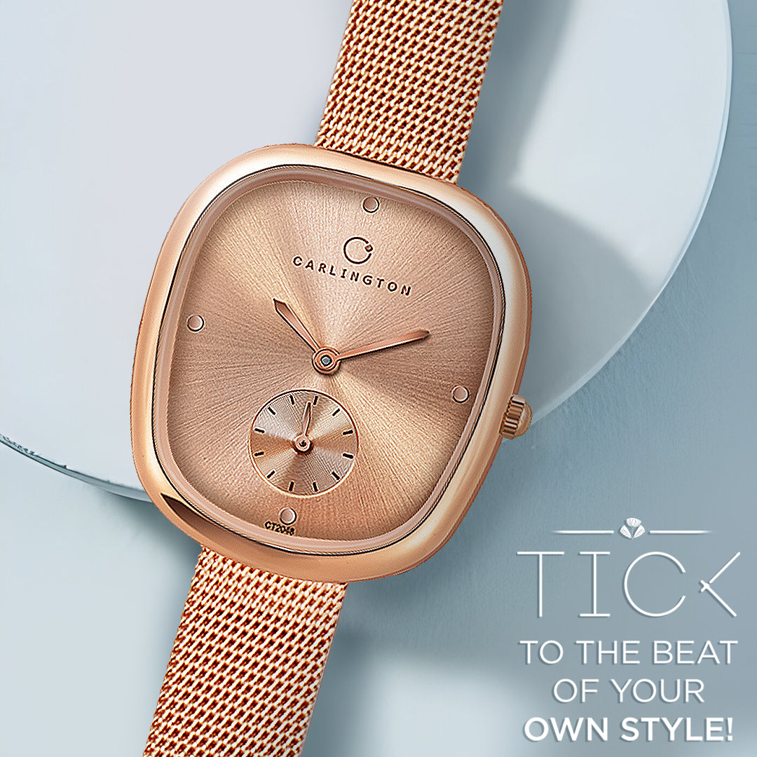Carlington Iconic 2048 Analog Watches for Women with Premium mesh Strap, Scratch-Resistant Dial, and Water-Resistant Body – Elegant Watches for Women and Girls