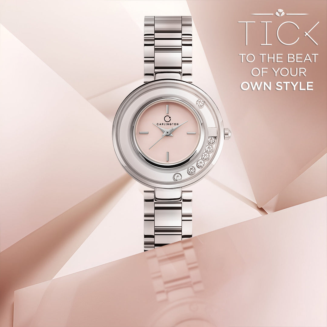 Carlington Diva Series Analog Women Wrist Watches with Stainless Steel Chain Strap | Premium Fashion Watches for Ladies | CT - 119