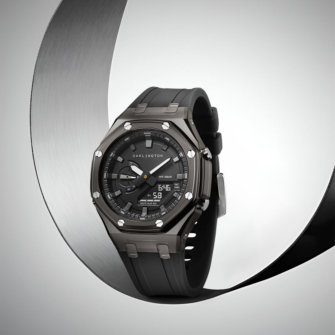 Carlington Velocity Series Analog-Digital Sports Watches for Men and Boys with Alarm, Stopwatch, Backlit Display, Dualtime, Silicone Rubber Strap, Water & Shock Resiatant - CT_8088