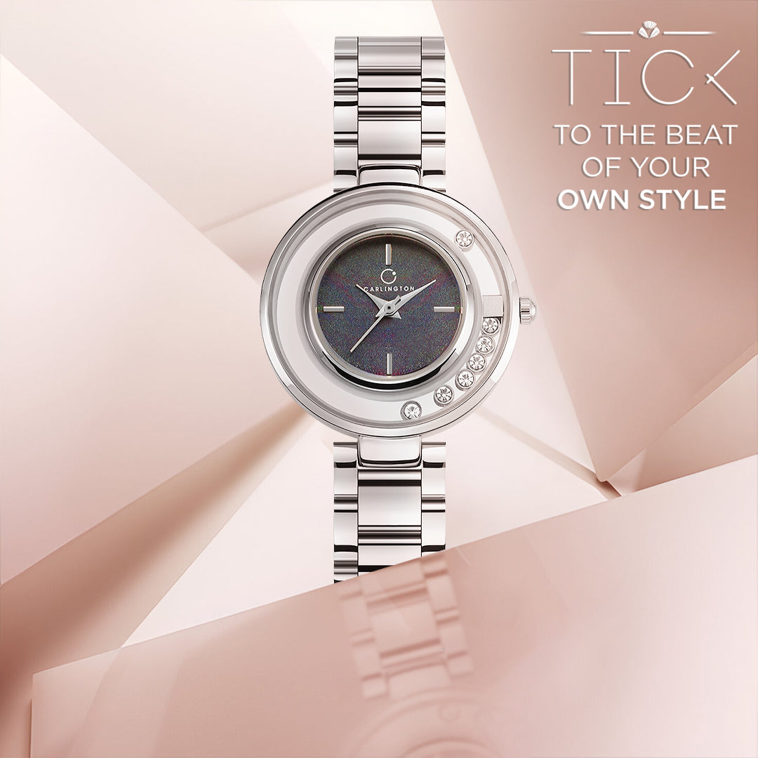 Carlington Diva Series Analog Women Wrist Watches with Stainless Steel Chain Strap | Premium Fashion Watches for Ladies | CT - 119