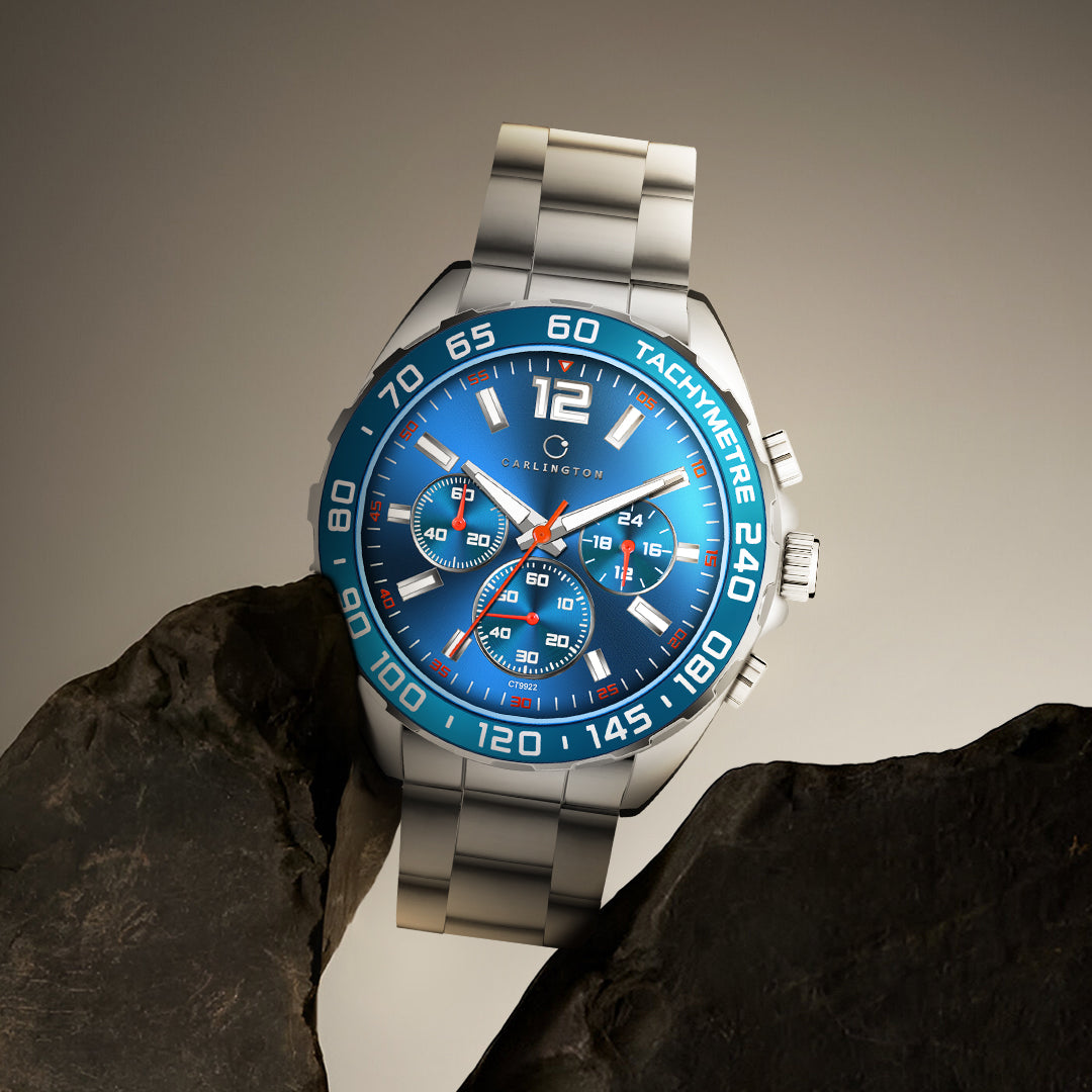 Carlington Legacy Series Analog Wrist Watches with Chronograph Stainless  Steel Chain Strap for Men CT 9922