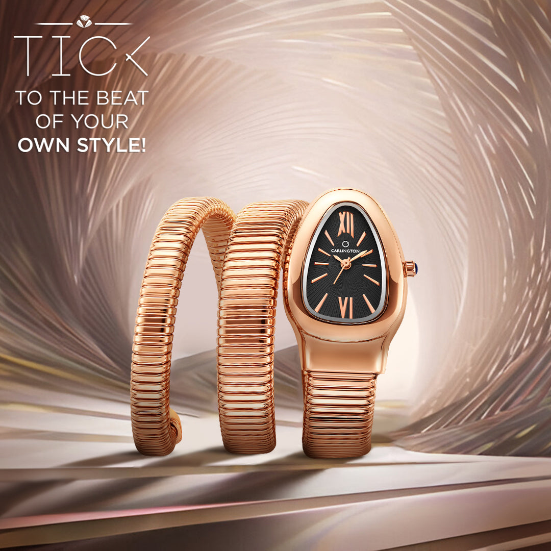 Carlington Elegant Snake Band Analog Women's Watch – Premium Stainless Steel Strap, Oval Designer Dial, Water-Resistant Ladies Watch for Party & Casual Wear Premium Gift Watch for Women