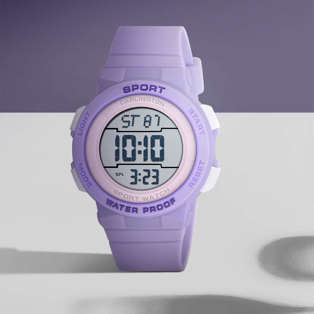 Carlington Kids Digital Watch for Boys and Girls Age to 14 Years Red  Purple Black Colour Band with Alarm and Date Display CT_9123 - Main Image