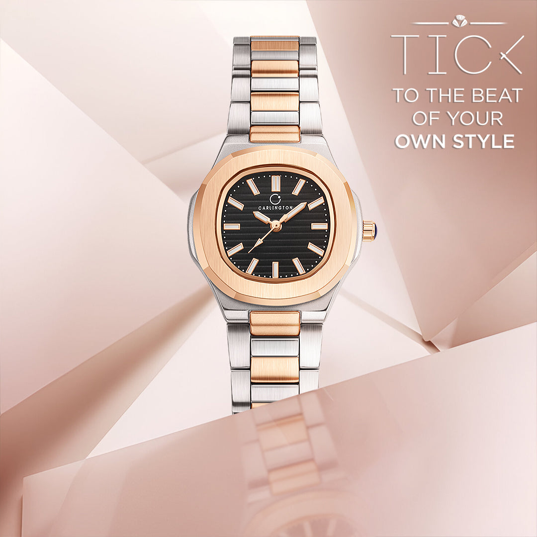 Carlington Diva Series Analog Women Wrist Watches with Stainless Steel Chain Strap | Premium Fashion Watches for Ladies | CT - 102