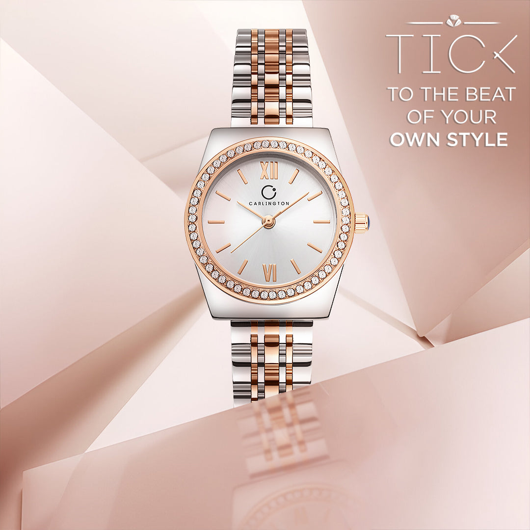 Carlington Diva Series Analog Women Wrist Watches with Stainless Steel Chain Strap | Premium Fashion Watches for Ladies | CT - 107