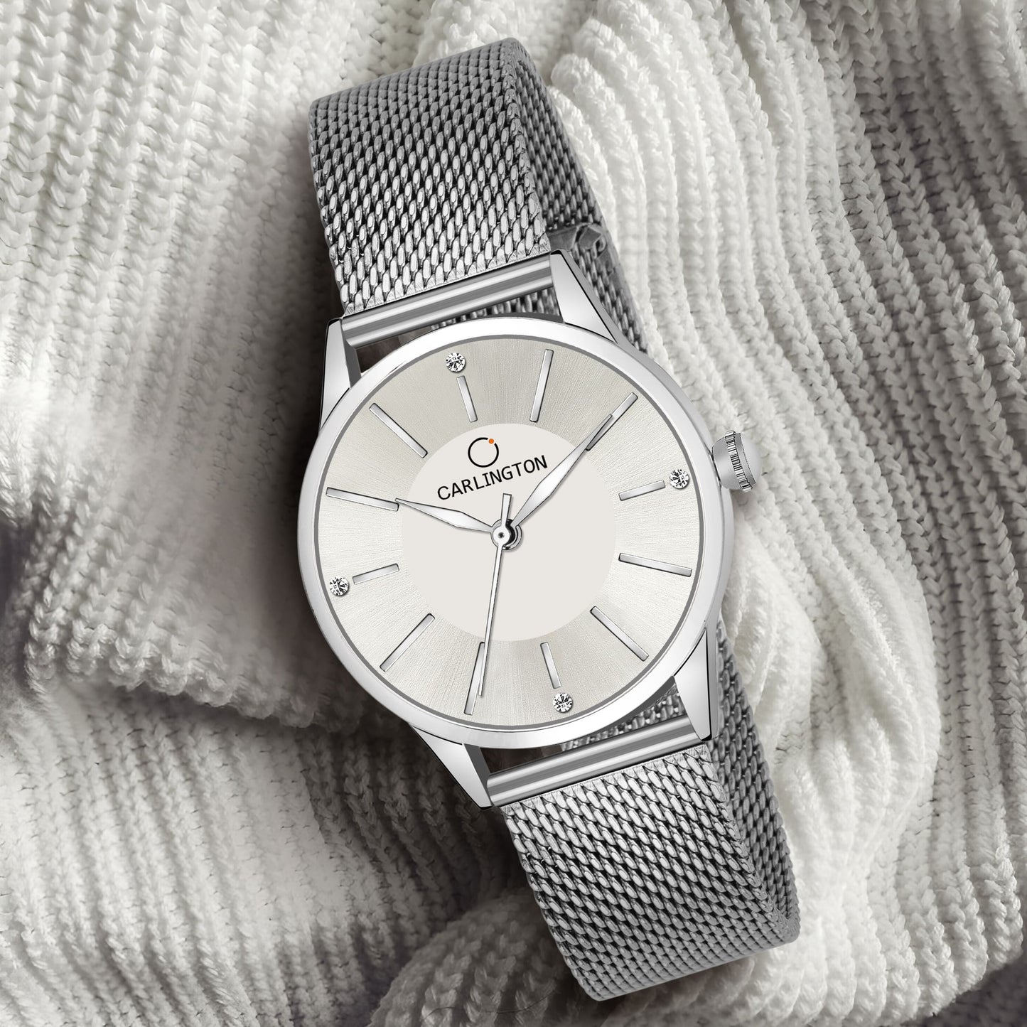 Carlington Elite Ladies Self Adjustable Mesh Strap Water Resistant Analog Watch - For Women CT2004