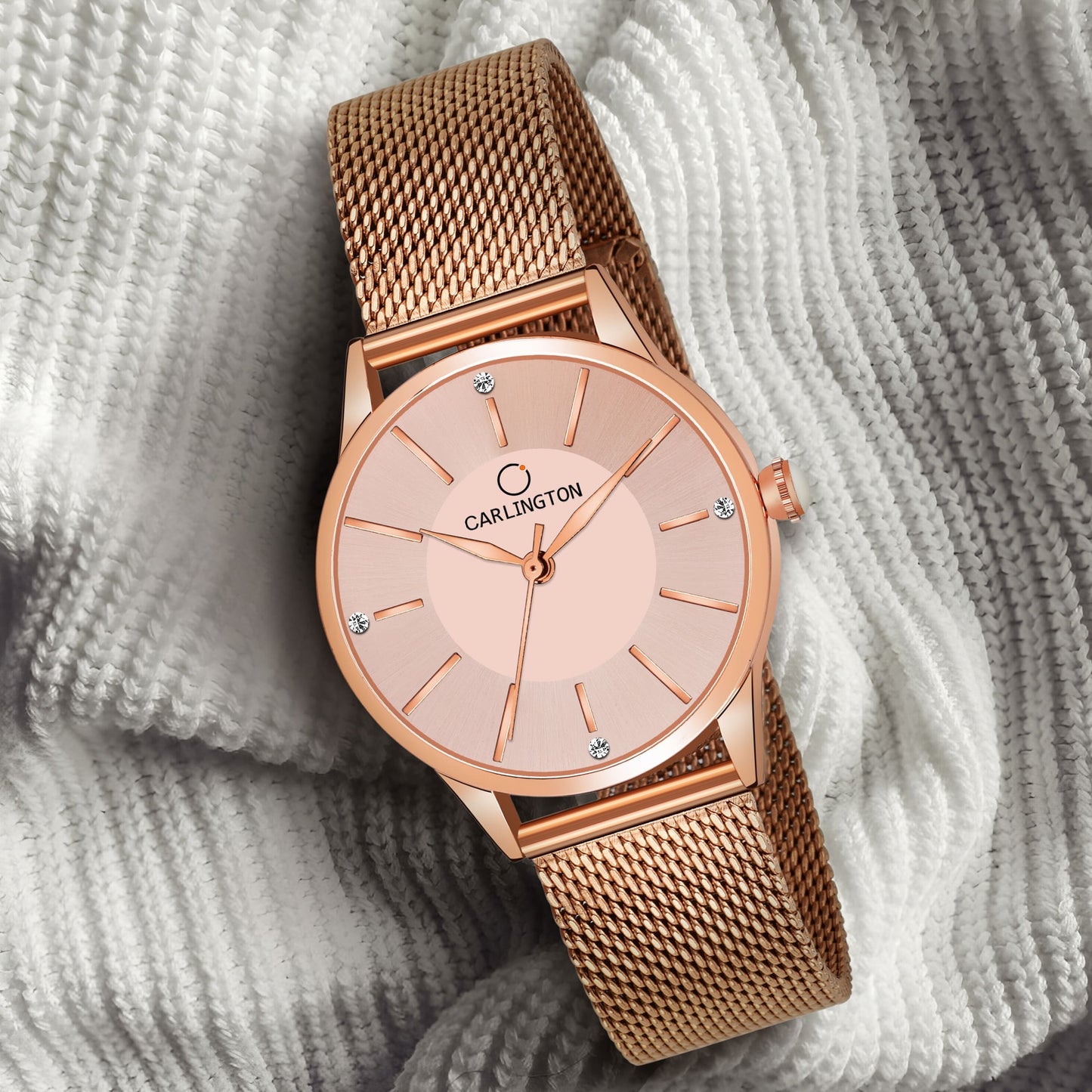 Carlington Elite Ladies Self Adjustable Mesh Strap Water Resistant Analog Watch - For Women CT2004