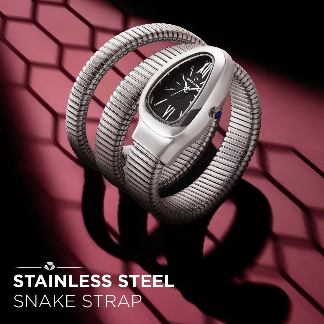 Carlington Elegant Snake Band Analog Women's Watch – Premium Stainless Steel Strap, Oval Designer Dial, Water-Resistant Ladies Watch for Party & Casual Wear Premium Gift Watch for Women