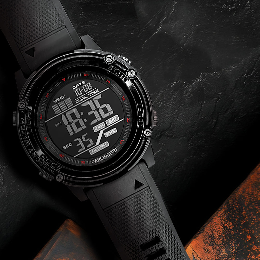 Carlington Velocity Series Analog-Digital Sports Watches for Men and Boys with Alarm, Stopwatch, Backlit Display, Dualtime, Silicone Rubber Strap, Water & Shock Resiatant - CT_8125