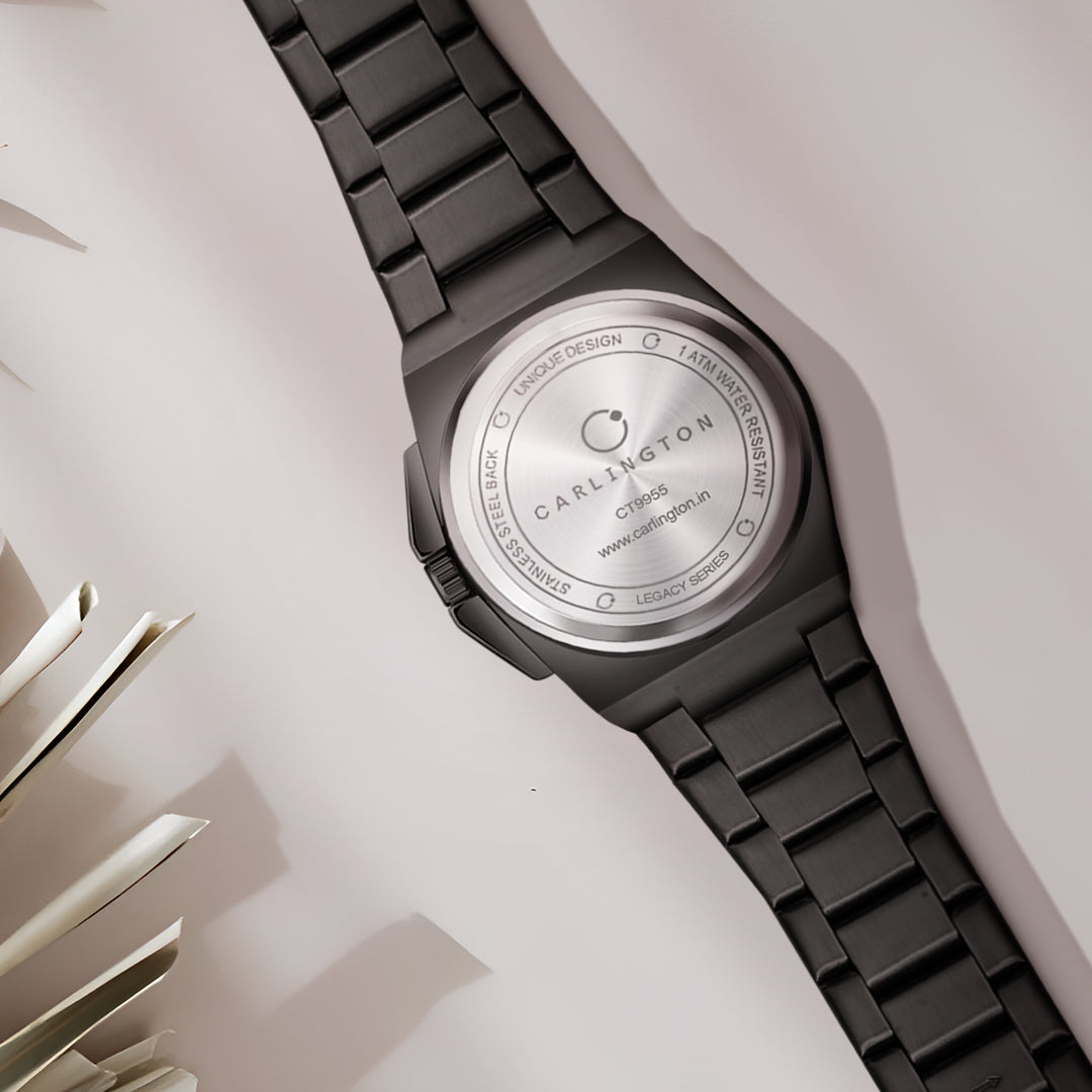 Carlington Legacy Series Analog Wrist Watches With Sun & Moon Face With Stainless Steel Strap for Men - CT 9955