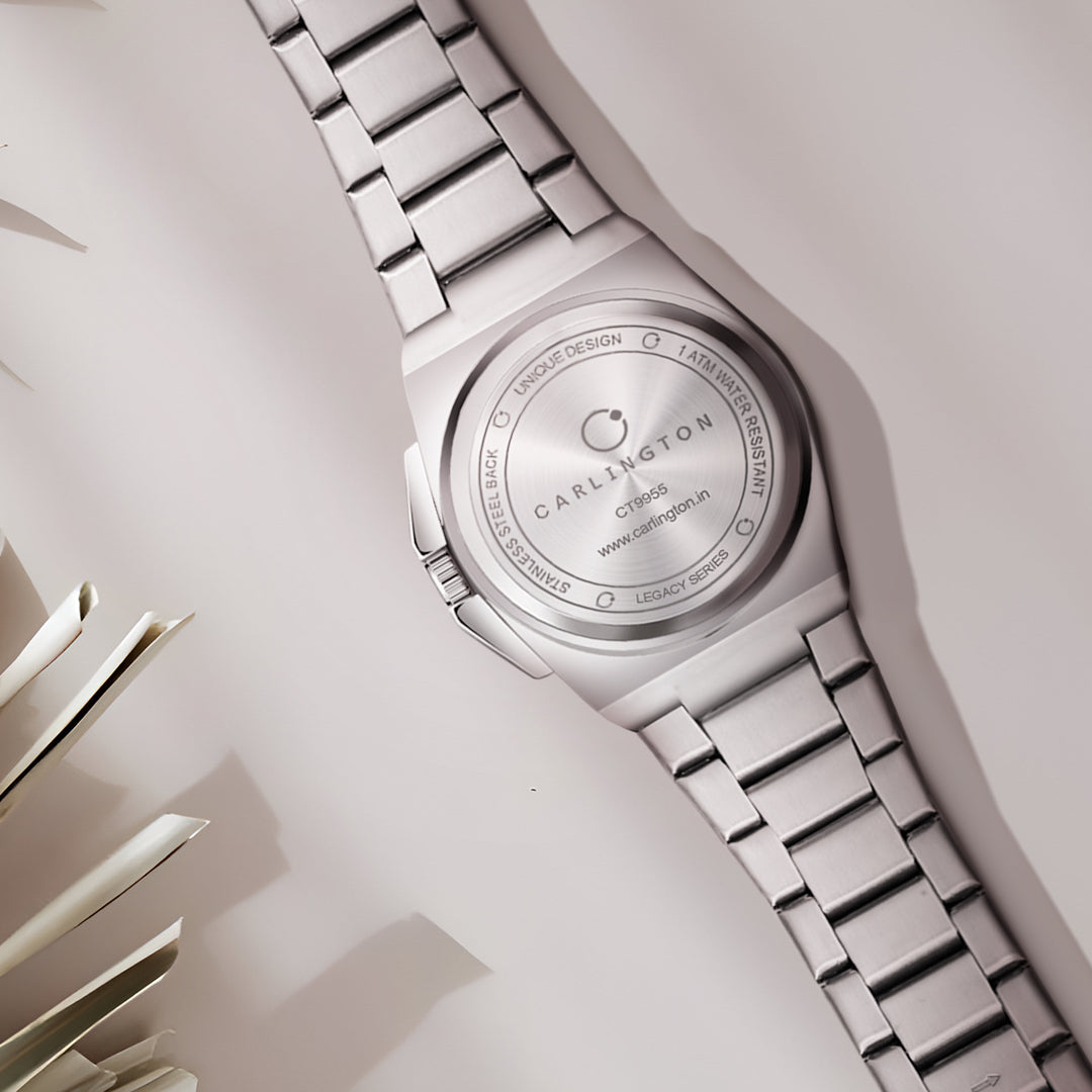 Carlington Legacy Series Analog Wrist Watches With Sun & Moon Face With Stainless Steel Strap for Men - CT 9955