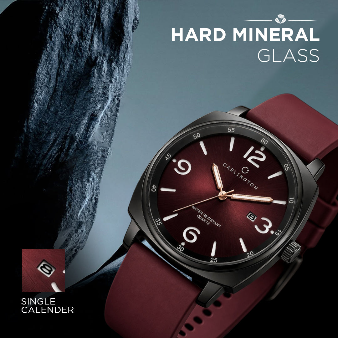 Carlington ASTRO 054 Berry Red – Premium Men's Chronograph-Style Analog Quartz Watch