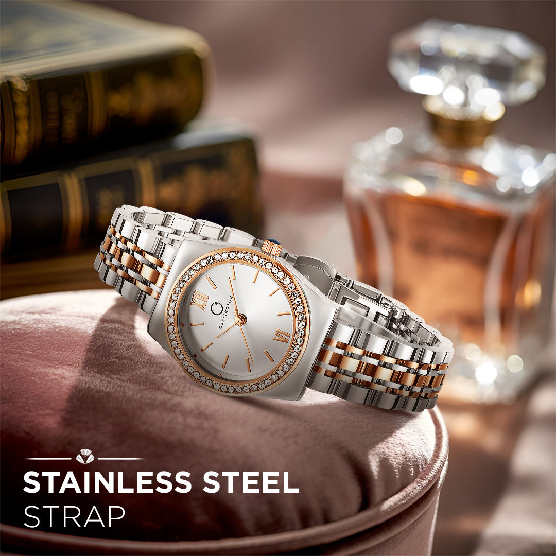 Carlington Diva Series Analog Women Wrist Watches with Stainless Steel Chain Strap | Premium Fashion Watches for Ladies | CT - 107