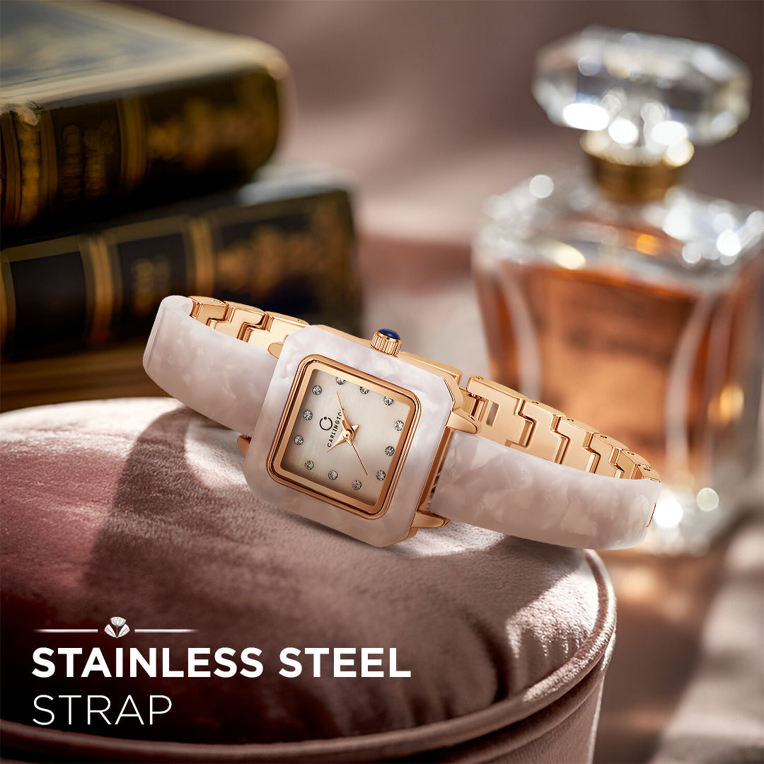 Carlington Diva Series Analog Women Wrist Watches with Stainless Steel Chain Strap | Premium Fashion Watches for Ladies | CT - 121