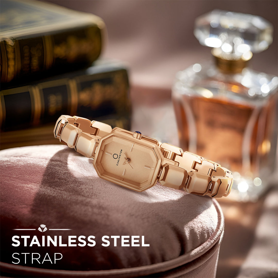 Carlington Diva Series Analog Women Wrist Watches with Stainless Steel Chain Strap | Premium Fashion Watches for Ladies | CT - 118