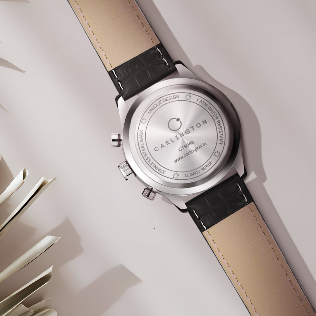 Carlington Legacy Series Analog Wrist Watches with Chronograph & Premium Leather Strap for Men - CT 9988
