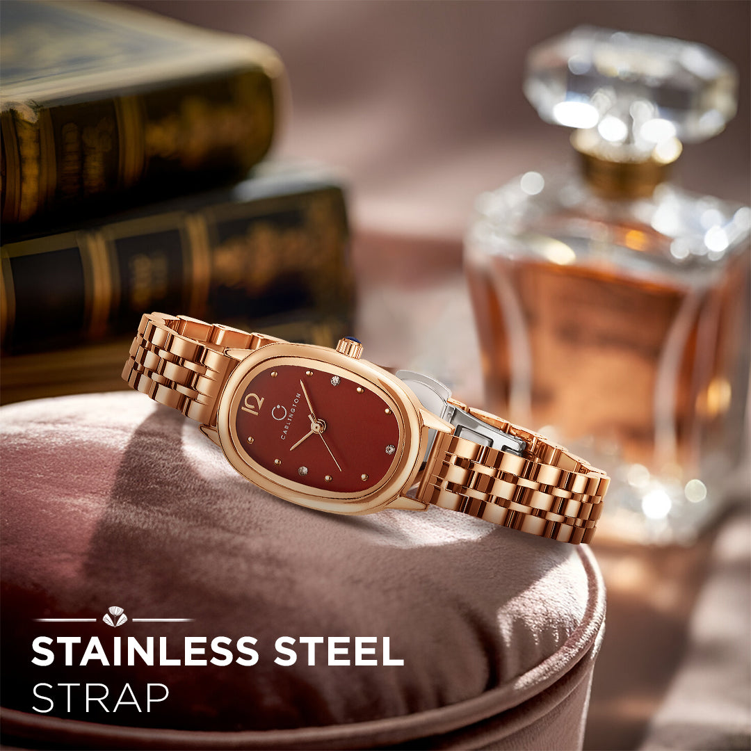 Carlington Diva Series Analog Women Wrist Watches with Stainless Steel Chain Strap | Premium Fashion Watches for Ladies | CT - 105