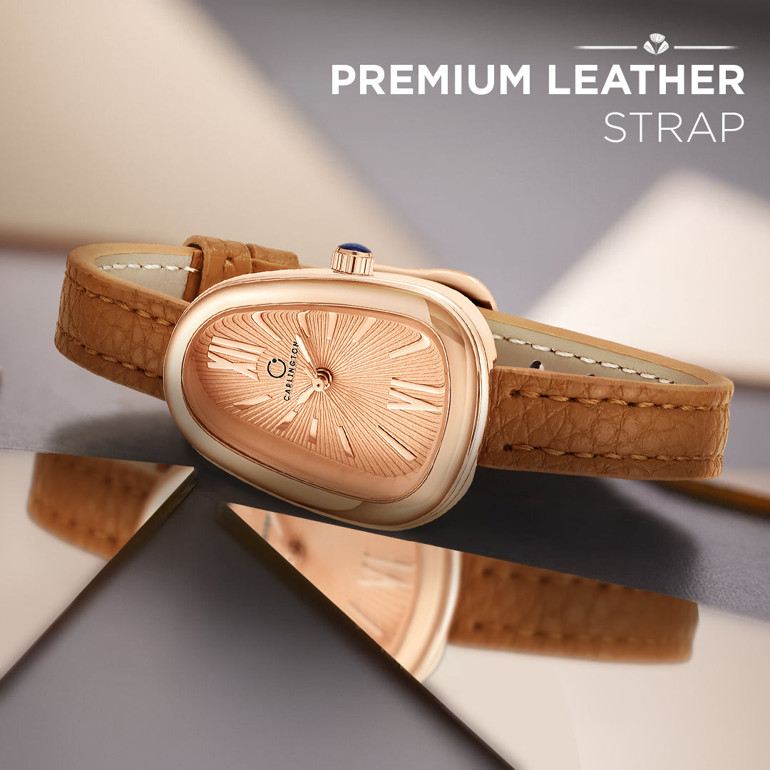 Carlington Aura Series Analog Women Wrist Watches with Premium Leather Belt Strap | Premium Fashion Watches for Ladies | CT - 202