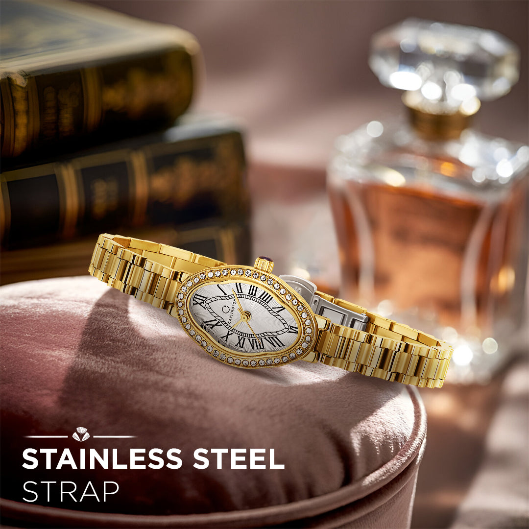 Carlington Diva Series Analog Women Wrist Watches with Stainless Steel Chain Strap | Premium Fashion Watches for Ladies | CT - 120